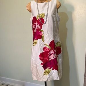 Studio I White Dress with Pink Floral Design